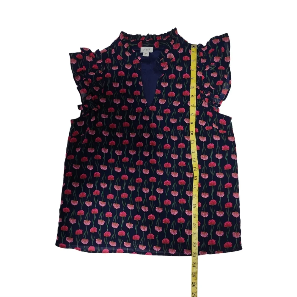 J Crew Short Sleeve Ruffle-Shoulder Top/Blouse Floral Women's Size XS Multicolor